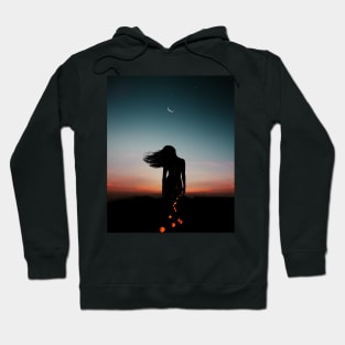 silhouette woman in night sky Hoodie